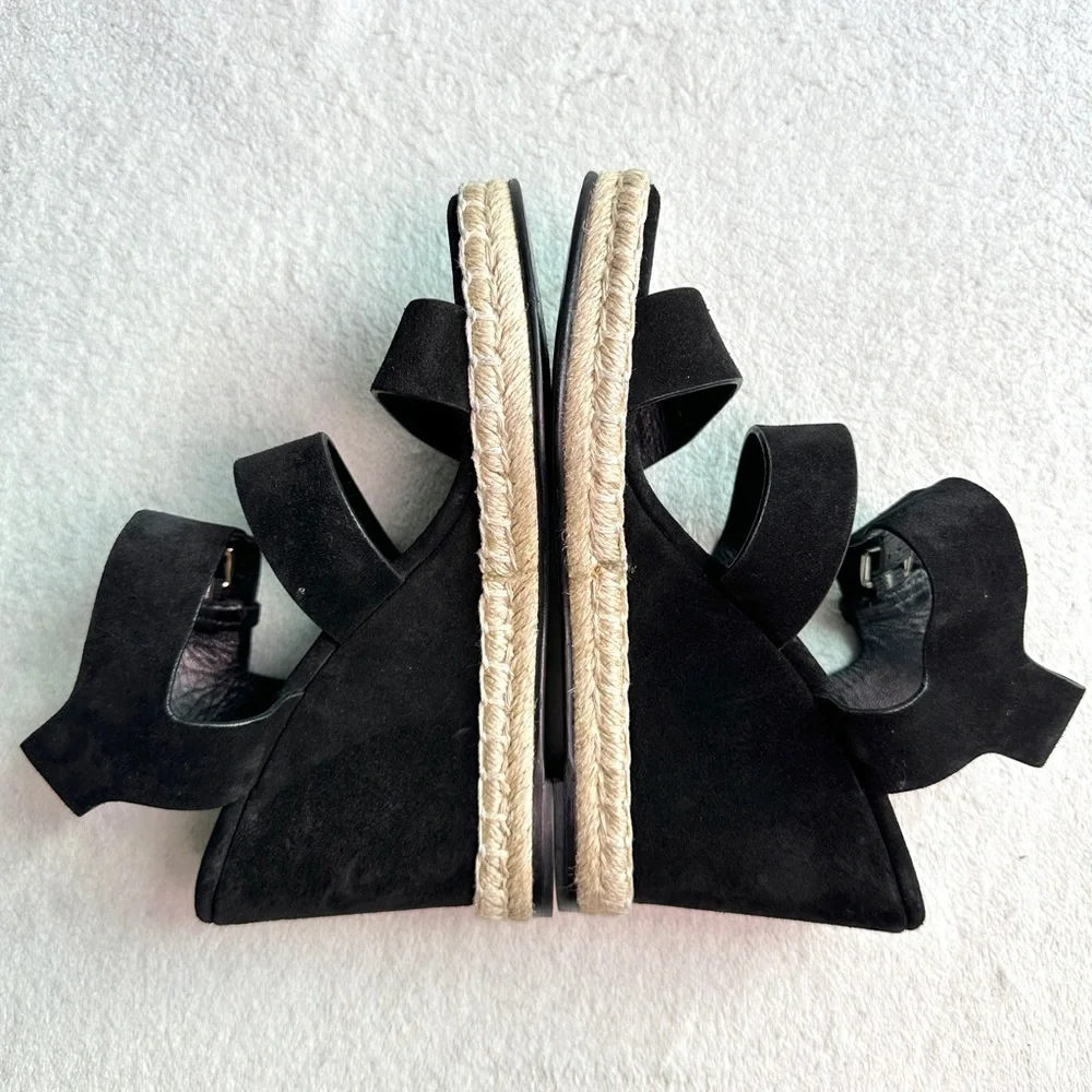 EUC Balenciaga Suede Platform Sandals Black sz 7 EU‎ 37 rope track leather wedge